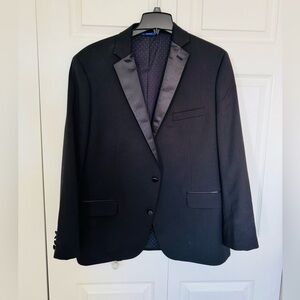 Apt 9 Tuxedo Satin Stripe Black Suit- 46R Premier Flex Slim Fit